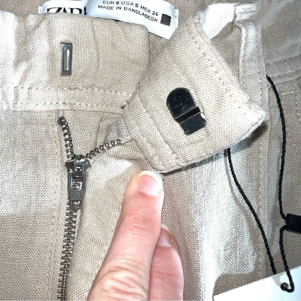 NWT Zara Woman's Linen Blend Wide Straight‎ Tailored Leg Pants Small